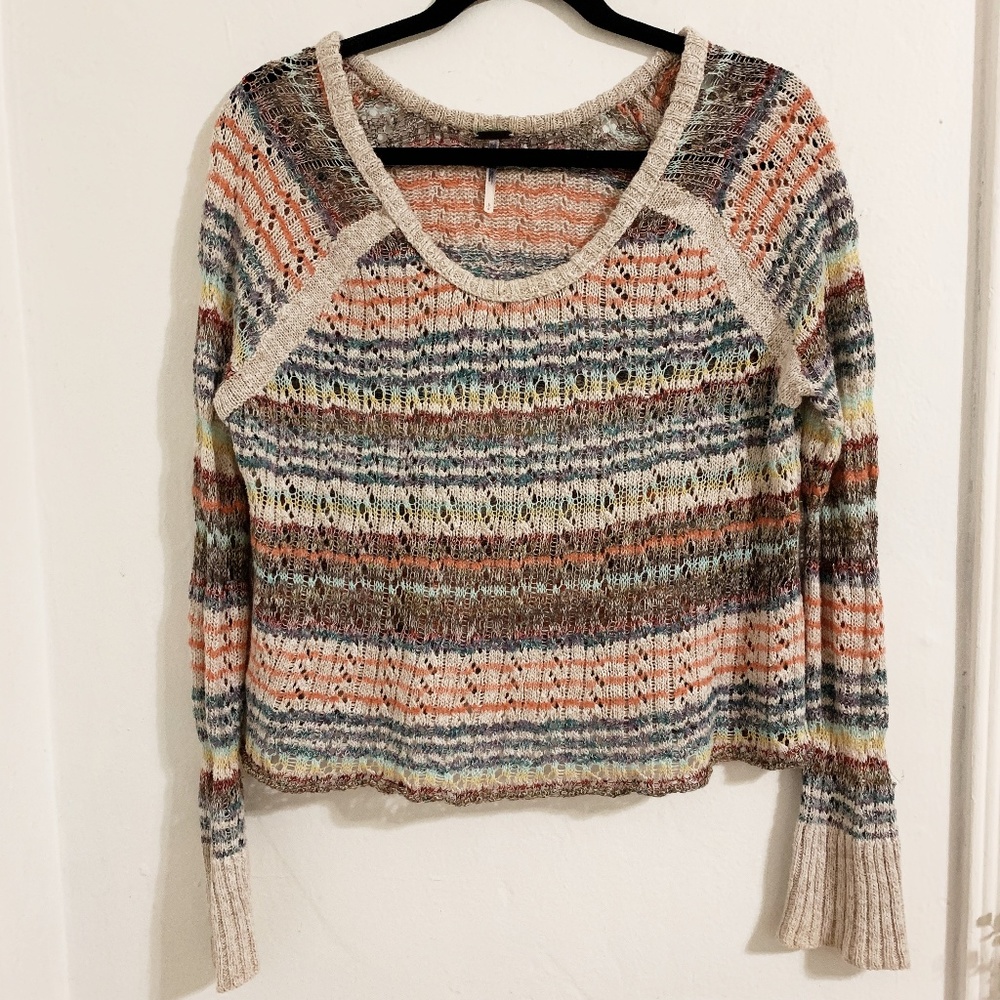 FREE PEOPLE Pastel Striped Slouch Sweater